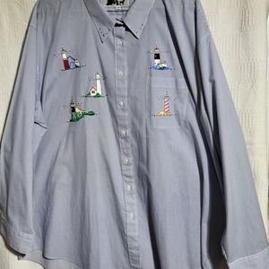 Blue and white pin stripe blouse